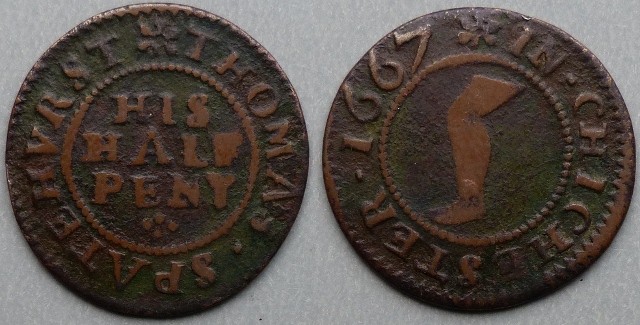 Chichester, Thomas Spatehurst 1667 halfpenny
